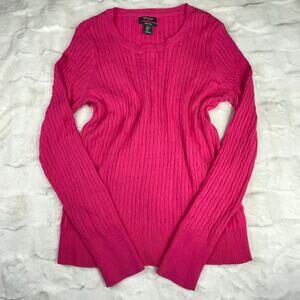 💖5/$25 Jones & Co Pink Cotton 100% Knit Scoop Neck Shirt Sweater Women S-M-L
